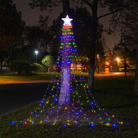 350 LED Guirlande Lumineuse Sapin de Noel avec Etoile, Guirlandes Lumineuses à LED, Guirlandes Lumineuses LED Chaudes pour Chambre à Coucher, Fête, Mariage Color/Solar + Remote Control (1/5)