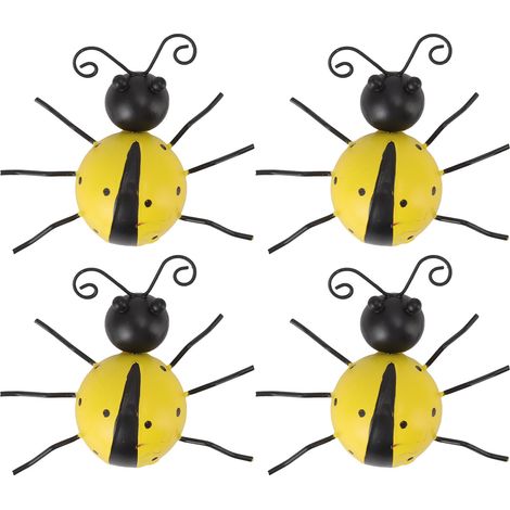 4 Figurines en Fer Forgé Coccinelle, Décoration Murale Insecte pour Maison (1/5)