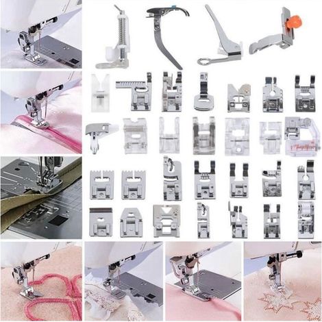 32pcs Kit Pied Presseur Machine à coudre Metal Pièces de rechange pied de biche Pour Domestique Couture avec Boite (1/4)