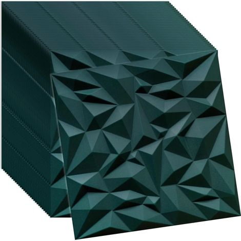 Panneaux muraux et plafond 3D vert VERDICO 50x50 cm – polystyrène décoratif, lot 32 pièces (8 m²)