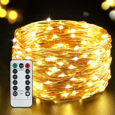 VURAHOME - Guirlande Lumineuse,20M 200Led Guirlande Led Usb Fairy Lights Ip65 Etanche Guirlande De Lumière 8 Modes Décoration Intérieur/Extérieur Pour Chambre Noël Mariage Soirée Jardin, Blanc Chaud (1/5)