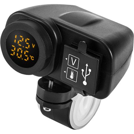 12,5-V-USB-Motorradladegerät – für 2,1-A-12-V-Motorradladegeräte – mit LED-Voltmeter und Display-Thermometer