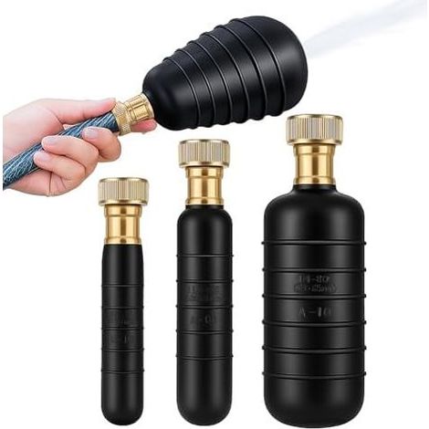 Sturalavandini in gomma. Kit di pulizia ad acqua pressurizzata in 3 pezzi. Sblocca tutti i WC/lavandini/grondaie/fognature. Sturalavandini professionali per idraulici. (1/5)