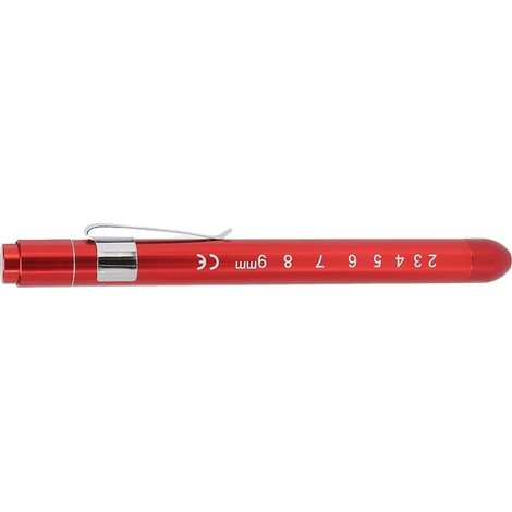 Lampe stylo médicale LED aluminium rouge, luminaire portable inspection infirmière médecin, format poche fin, éclairage précis (1/5)