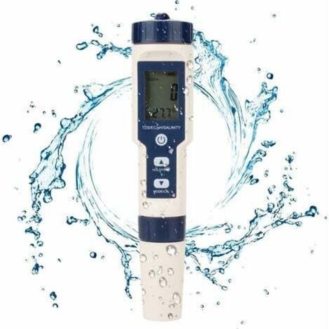 SABIR Testeur d'eau multifonctionnel 5 en 1, numérique TDS/EC/salinité/PH/température pour eau potable, piscine, aquarium, aquarium et culture hydroponique (1/5)