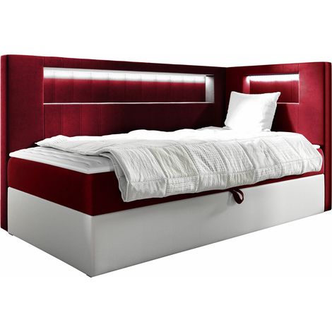 Lit boxspring Lucus VIII, Soft 017 + Fresh 8, Continental, Unique, 80x200, Tissu, Faux cuir, Disponible, 92x212x104cm, LED: Disponible (1/5)
