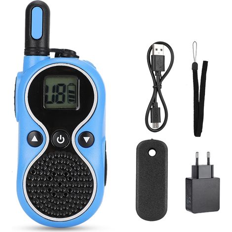 Mini talkie-walkie ultra-fin 2W USB sans fil portable radio bidirectionnelle 110-240V (Bleu UE) (1/5)