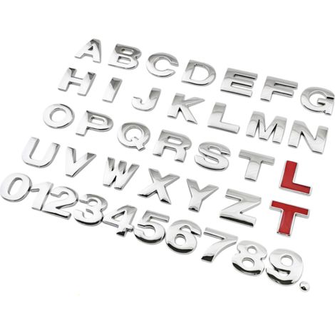 Kit d'emblème de voiture personnalisé en métal 3D – Lettres A-Z et chiffres 0-9 en alliage de zinc de qualité supérieure – Créez votre propre emblème et plaque d'immatriculation personnalisés (1/5)