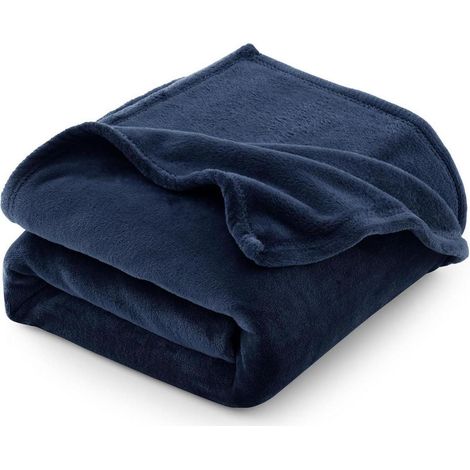 Kuscheldecke 230x270 cm XXL Fleecedecke 270 x 230 cm Marine Blau (1/5)