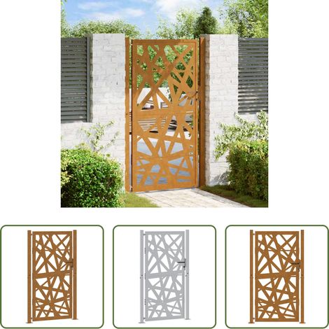 vidaXL Roststahl - Gartentor 100x175 cm Cortenstahl Helles Design (1/5)