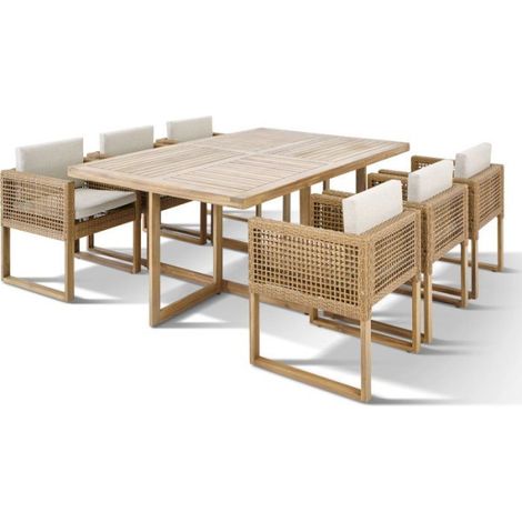 Ensemble repas de jardin CUBO - Table rectangulaire + 6 fauteuils - Structure en acier thermolaqué - 6 places - Bocarnea (1/5)