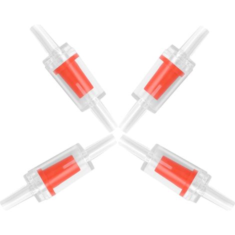 4pcs Aquarium Check Valves for Common Air Pumps,Aquarium Air Pump Check Valves Red Clear Plastic One Way Non-Return Check Valve AquariumAir Pump Accessories for Airline Tubing Fish Tank(4mm)
