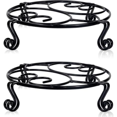 Soporte metálico para plantas, 30 cm de diámetro, maceta resistente, negro/bronce, para el hogar o la oficina. (1/5)