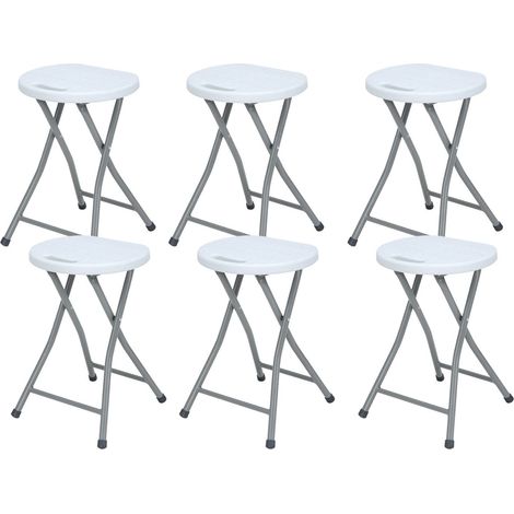 Confezione da 6 sgabelli pieghevoli in resina e acciaio, 31x45 cm, bianchi, 7house (1/5)