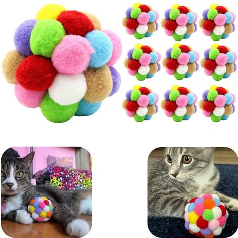 10 balles en peluche balles pour chat jouets pour chat balles de dentition (colorées, 66cm) (1/5)