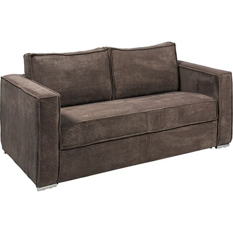 Divano letto 4 posti a ribalta Posto letto 160 cm Materasso 22 cm memory foam in Velluto a coste Marrone - LORETO