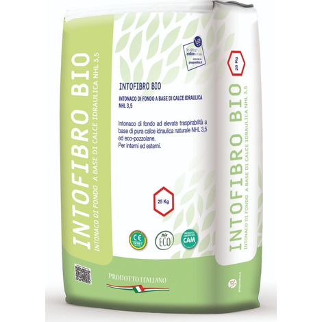 Intofibro Bio intonato di fondo per interni ed esterni calce NHL 3,5 25 Kg