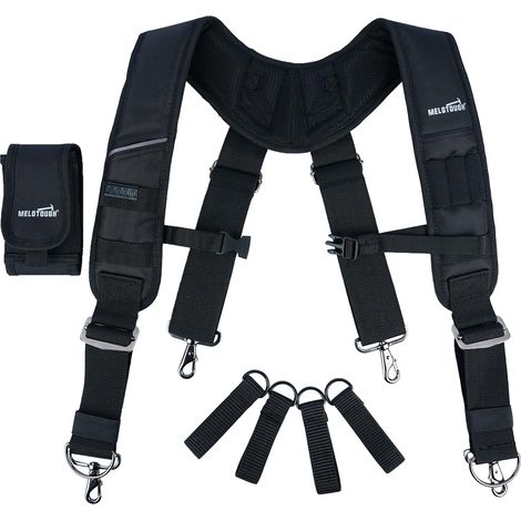 Ceintures porte-outils Bretelles de ceinture à outils rembourrées et résistantes pour charpentier, électricien, toiture, fermier, noir, Large (1/5)