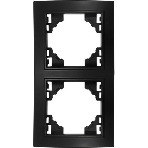 Rahmen 2-Fach für Steckdosen Schalter Unterputz 153x82x8mm vertikal Schwarz Matt