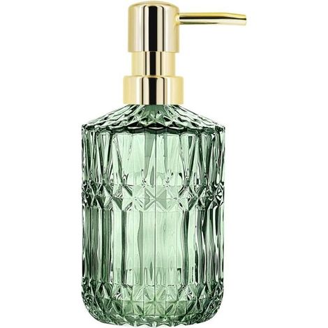 Bardusch-Distributeur de savon liquide en verre vert, 400 ml, pour détergent vaisselle, shampoing ou lotion, comptoir (1/5)