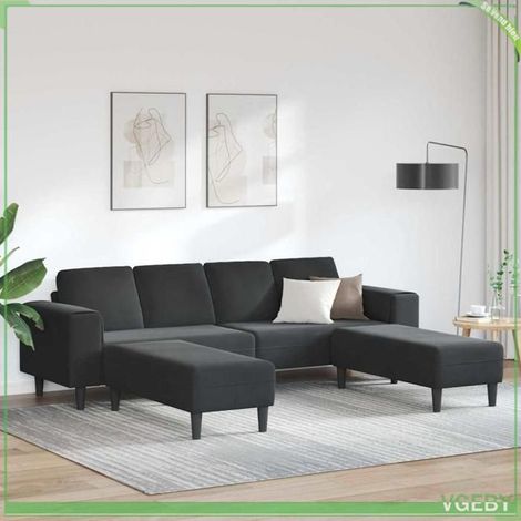 Canapé 4 places - FAF7291712451621 - Noir - Velours - Pieds coniques (1/4)