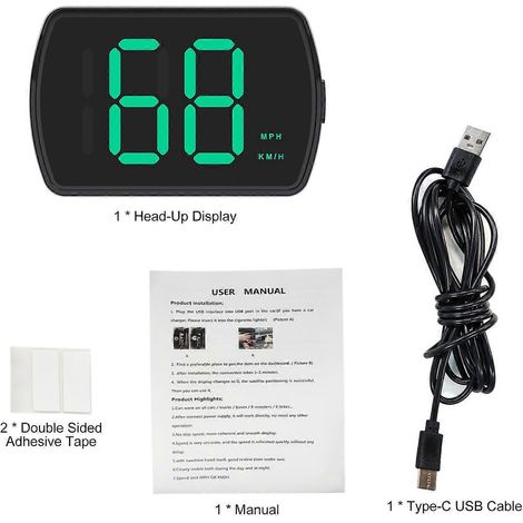 Affichage tête haute, compteur de vitesse GPS pour voiture avec écran haute définition, affiche la vitesse en km/h et mph, prise et