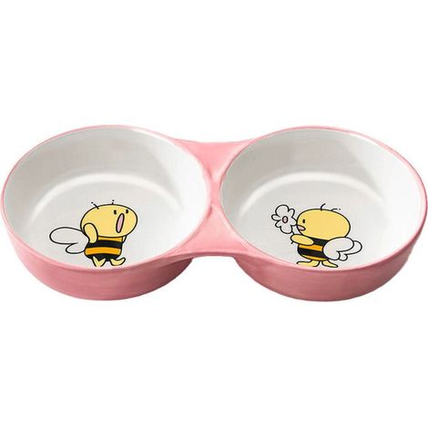 Bol double en céramique, bol de nourriture pour chat, bol de riz anti-renversement, bol d'eau potable pour chien, bol de nourriture (1/4)