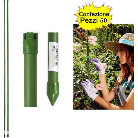 Tutori in acciaio plastificato tipo bamboo per ortaggi e piante confezione da 50 pezzi 11 mm x 150 cm (1/4)