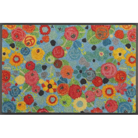 Paillasson, Flower Power 40x60cm, intérieur et extérieur, Lavable, Multicolore (1/5)