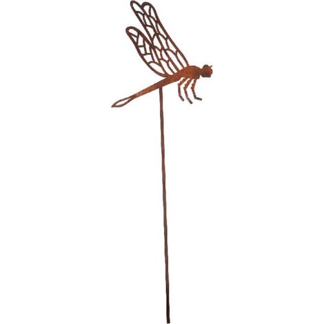 Libellula su Asta Decorazione da Giardino Effetto Ruggine
