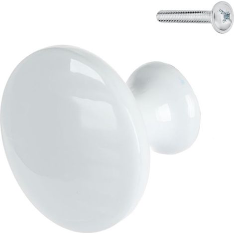Pomello rotondo per mobili, bianco lucido, Riex XK06 (1/5)