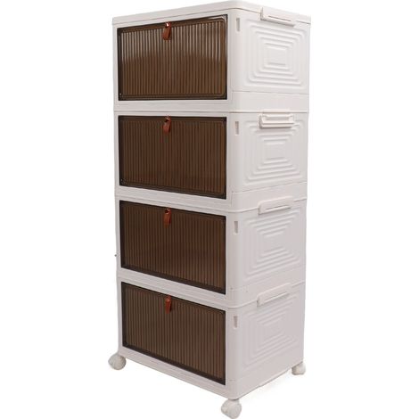 Stapelbare Aufbewahrungsboxen mit Deckel, Kunststoffboxen, 4-lagig, Aufbewahrungsbehälter für Wohnzimmer und Schlafzimmer (1/5)