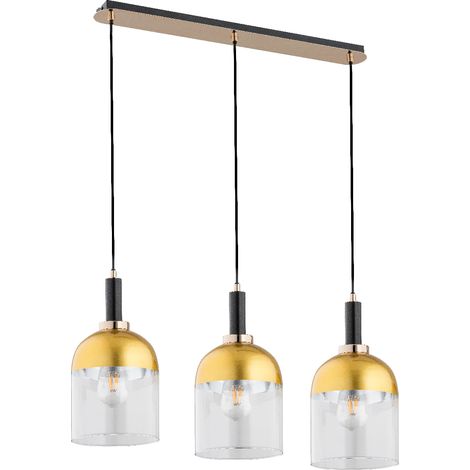 Suspension glamour noir/or abat-jours peints 3xE27 Alfa (1/2)