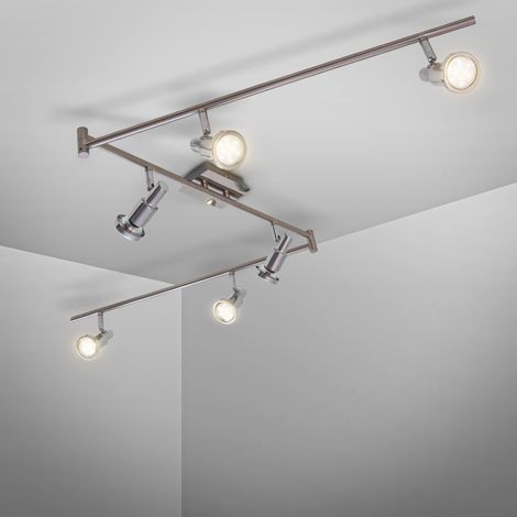 plafonnier 6 spots orientables, ampoules LED 3W GU10 incluses, 3.000K, IP20 (1/5)