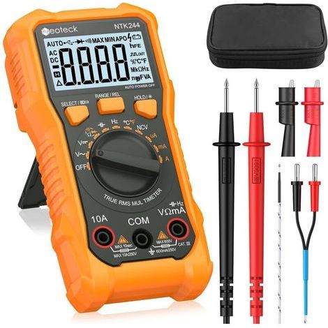Multimètre Numérique 6000 Comptes Testeur Électrique 600V 10A AC DC Courant Tension Résistance Capacité NCV Fréquence Température avec Pince Crocodile (1/5)