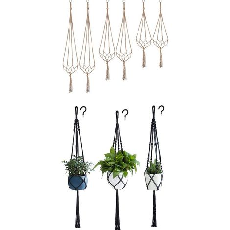 GDHZS- 6PC Pot Suspendu,Support Pots Suspendu pour Fleur,Suspension Plante Corde de Coton Pot Suspendu Plante Porte Décoration du Jardin Intérieur (1/5)