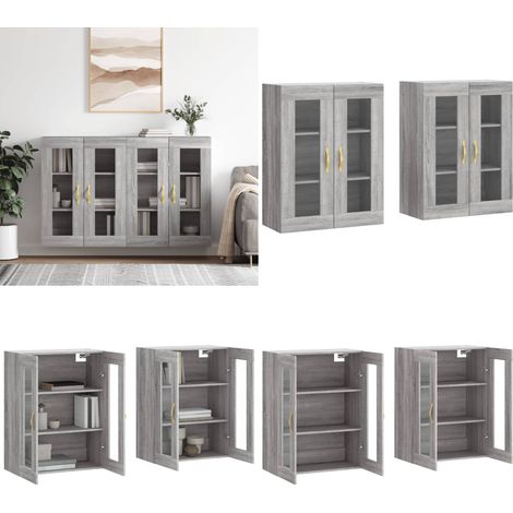 Armoires murales 2 pcs sonoma gris bois d'ingénierie - Rangement mural - Bois d'ingénierie (1/5)