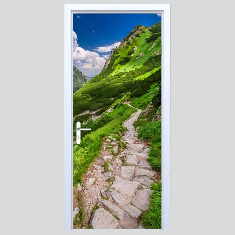 Adhesivo de tela para puerta con diseño de sendero de montaña 123PD