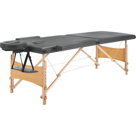 vidaXL Camilla de masaje 2 zonas estructura madera antracita 186x68 cm (1/2)