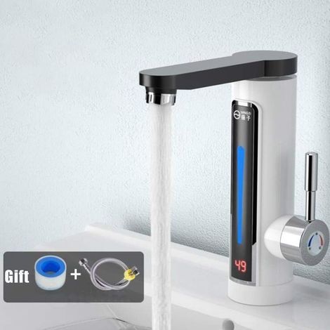 220V Instantané Électrique Robinet D'eau Chaude En Acier Inoxydable Tuyau De Chauffage Robinet LED Affichage De La Température Alimentation Eau Froide Chaude pour Cuisine Salle De Bains (1/5)