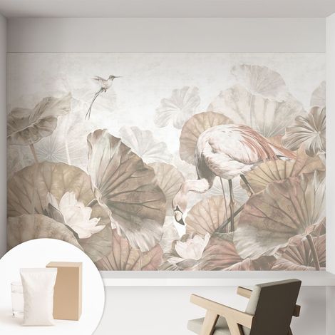 Papier peint intissé à motifs décoratifs pour salon chambre et bureau Décoration murale élégante avec colle Nature élégante 152x104 cm (1/5)