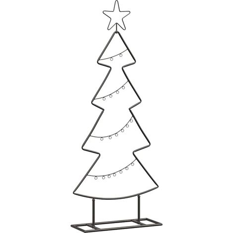 Árbol de Navidad de metal con soporte Negro 90,5 cm Acero vidaXL