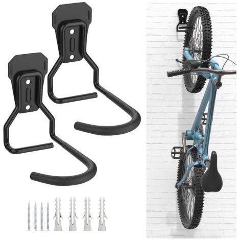 Pair - Support mural de rangement pour vélo vertical en fer – Capacité de charge 35-45 kg – Conception en L pour garage ou appartement – Lot de 2 (1/5)