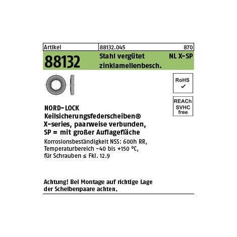 Unterlegscheibe R 88132 NLX 8 SP Stahl vergütet zinklamellenbeschichtet (1/2)