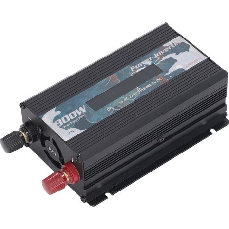 Onduleur Solaire 300W pour Voiture, Pur Sinus Modifié, Convertisseur DC 12V/24V vers AC 220V, Port USB 2.0A, Ventilateur de Refroidissement, Écran LCD, Design Carpe Koi, Noir (1/5)