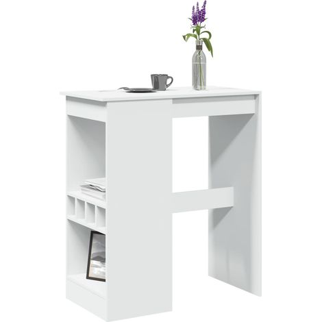 Bartisch mit Regal Weiß 90x47,5x103,5 cm Holzwerkstoff