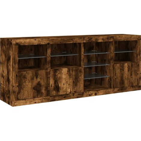 Credenza cassettiera mobile contenitore organizer cucina soggiorno salotto con luci LED 164 x 37 x 67 cm marrone 020029875