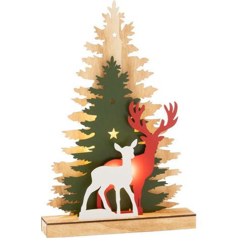 Déco Renne à LED en Bois "Hiver" 44cm Multicolore (1/3)