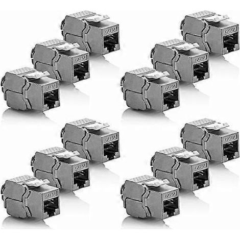 12 Keystone CAT 6a Module – STP-geschirmter RJ45-Stecker – Einrastmontage – Unkonfektioniertes CAT 500 MHz 10 Gbit/s Kabel (1/5)