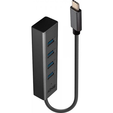 Hub USB-C Lindy 3.2 Gen 1 5Gbps Grigio 43325 (1/4)